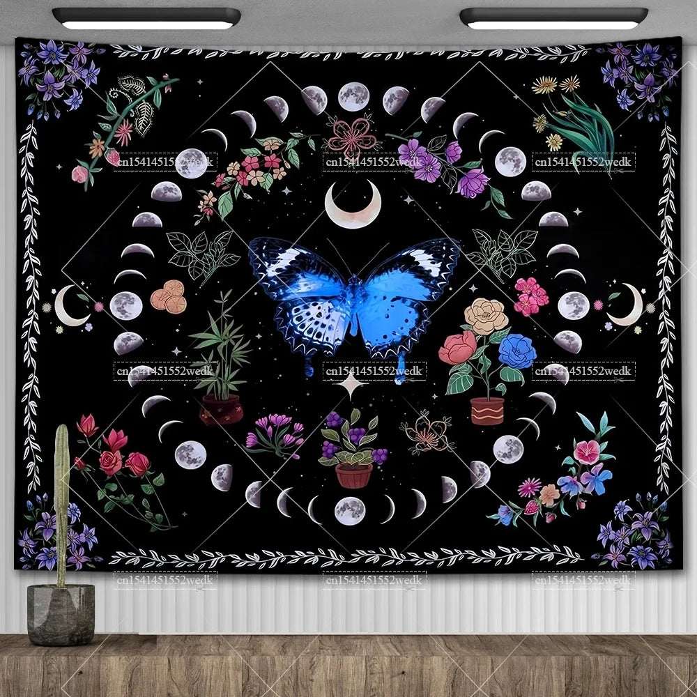 Moon Phase Psychedelic Celestial Tapestry