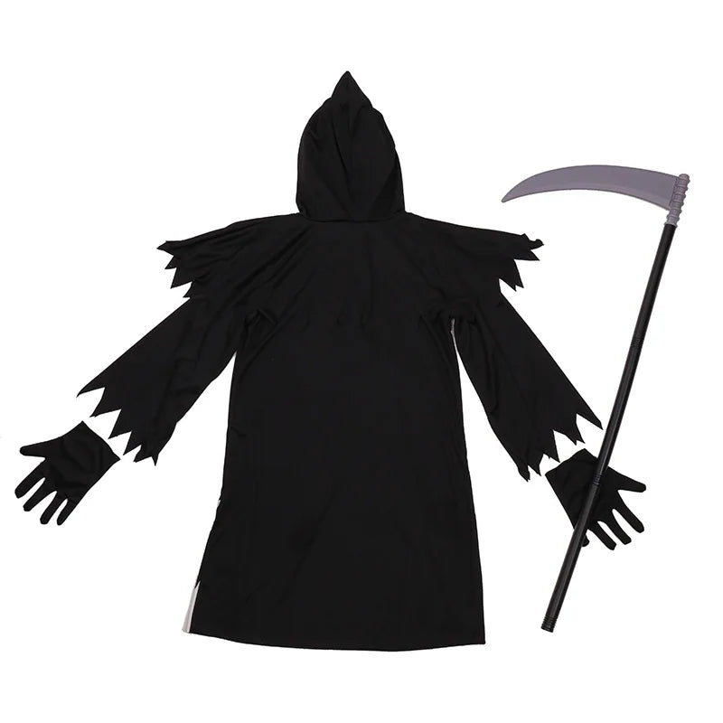 Horror Death Cosplay Costume Skull Face Mask Luminous Ghost Reaper Robe Halloween Skull Hooded Cloak Outfit - product image 4