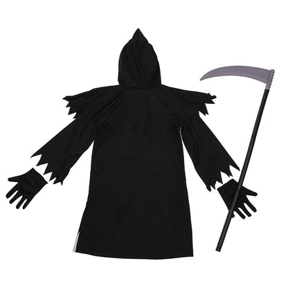Horror Death Cosplay Costume Skull Face Mask Luminous Ghost Reaper Robe Halloween Skull Hooded Cloak Outfit - product image 4