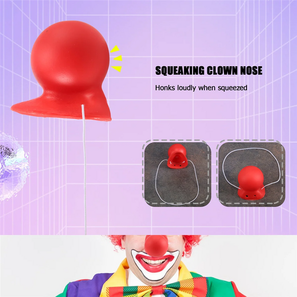 3Pcs Red Clown Nose Honking Squeaking Clown Nose with Elastic Rope for Adults Halloween - MULTI