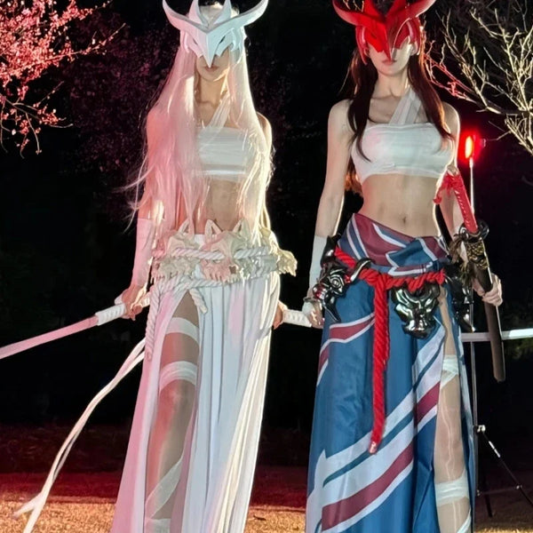 Yone Costume Game LoL the Unforgotten Yone Sexy Dress Uniform Halloween Outfits for Male - white wig only / S