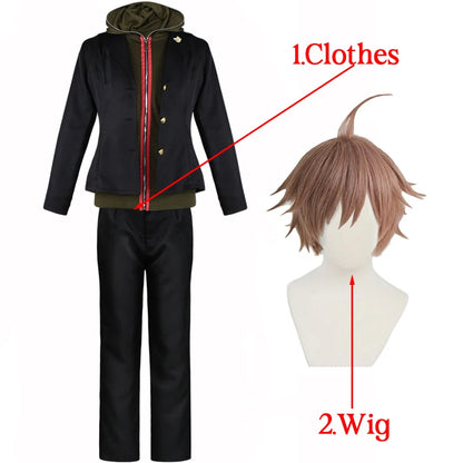 Anime Danganronpa Costume Makoto Naegi Costumes Hoodie Jacket Pants Full Set Adult - Costume Wig / XXXL