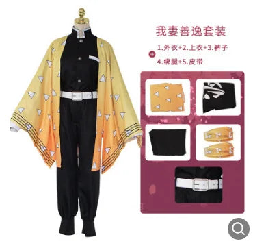 Costume Anime Kanroji Mitsuri Kimono Costume Devil Hunter Adult Kid Halloween Wig - A / XXXL