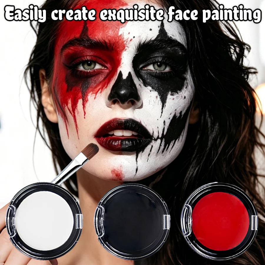 Face Body Paint Makeup Set Black White Red Face Paint Cream with Painting Brush, Washable Pigment for - product image 4