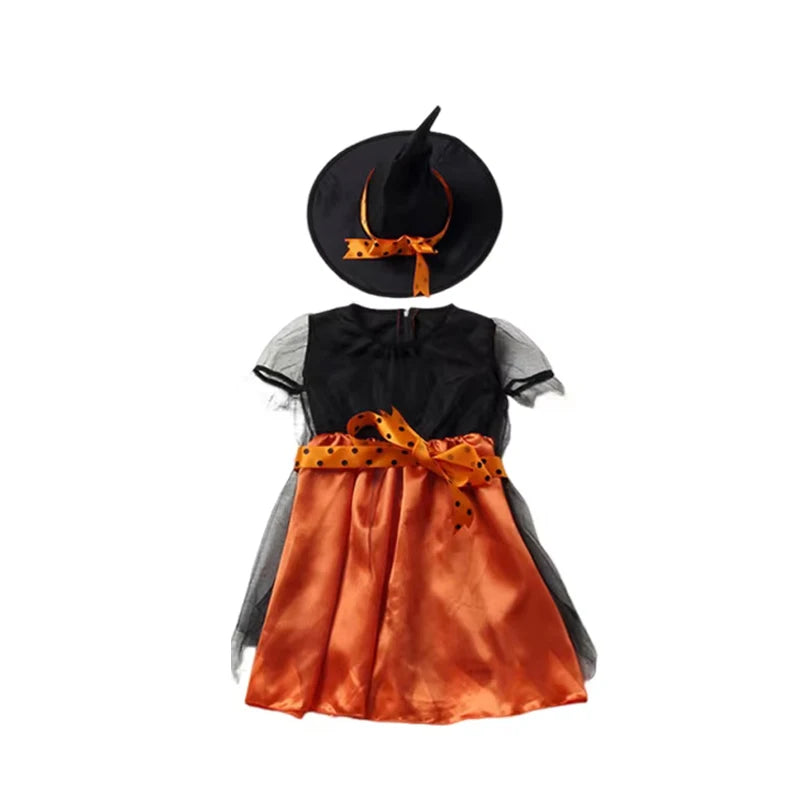 5 Styles Halloween Costume for Kids Girls Purple Bat Dress Halloween Fantasy Vampire - Brown / 9-10T(150)