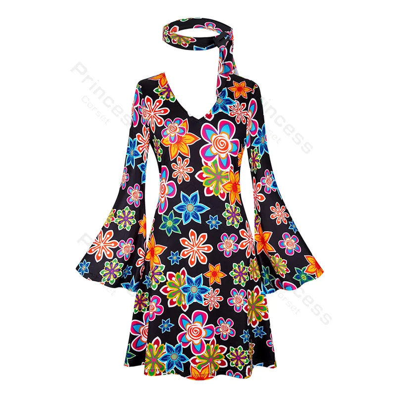 70s Costume Disco Dresses for Women Halloween Costume Sexy Hippie Costume Disco Dress with Disco Headband 70s - product image 7