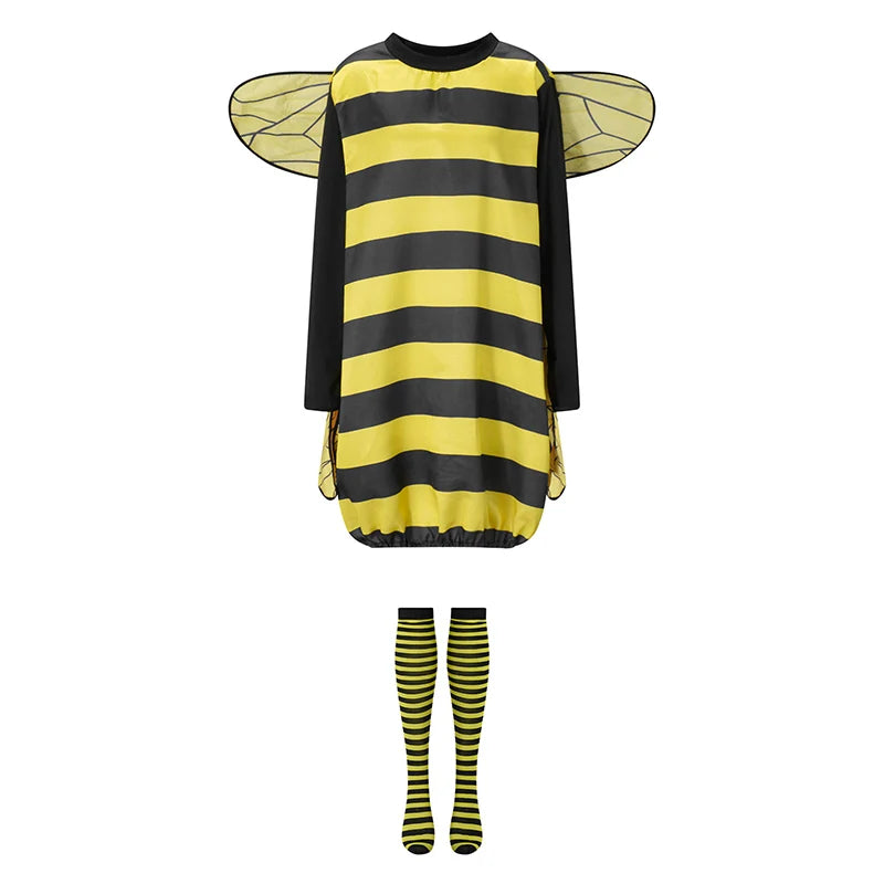Women's Outfit Long Sleeve Striped Patchwork Bee with Knee-high Socks and Costume - alternate view 4