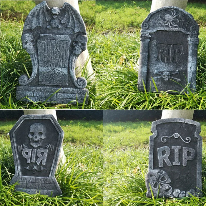 4-Piece Foam Graveyard Tombstone Halloween Decoration Set