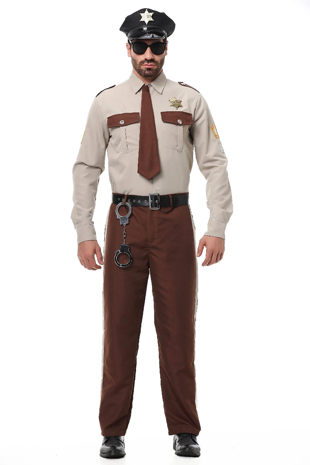 Halloween Sheriff Cop Cosplay Costume Couples Complete Shirt Pants - view 5