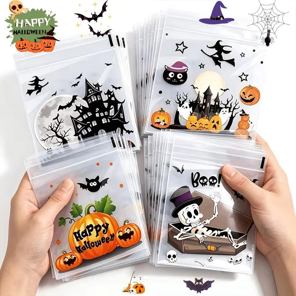 100Pcs Small Halloween Treat Bags,Clear Self Adhesive Candy Bags, Plastic Cookie Bags for Trick or Treat, - product image 1
