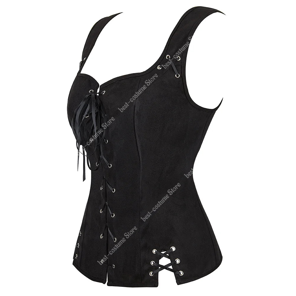 Pirate Costume Women Medieval Vest Costume Plus Size Medieval Blouse Tops 2 Pieces