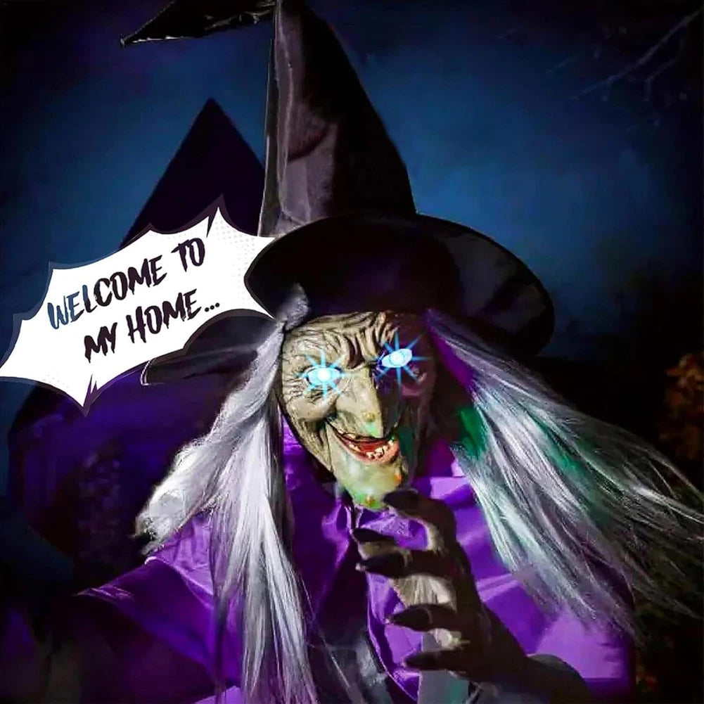 Halloween Props Flying Witch Decoration with Scary Sounds and Lights Fun - product image 5