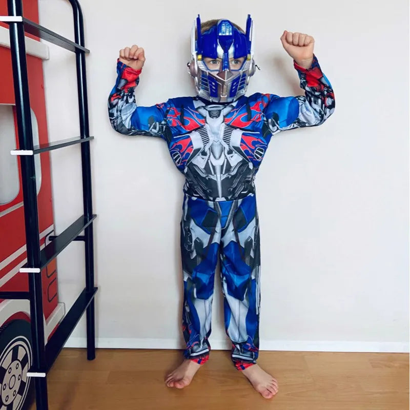 Disguise Robot Warrior Costume ,Muscle Transformer Costumes For Boys, Padded Character Jumpsuit, Kids