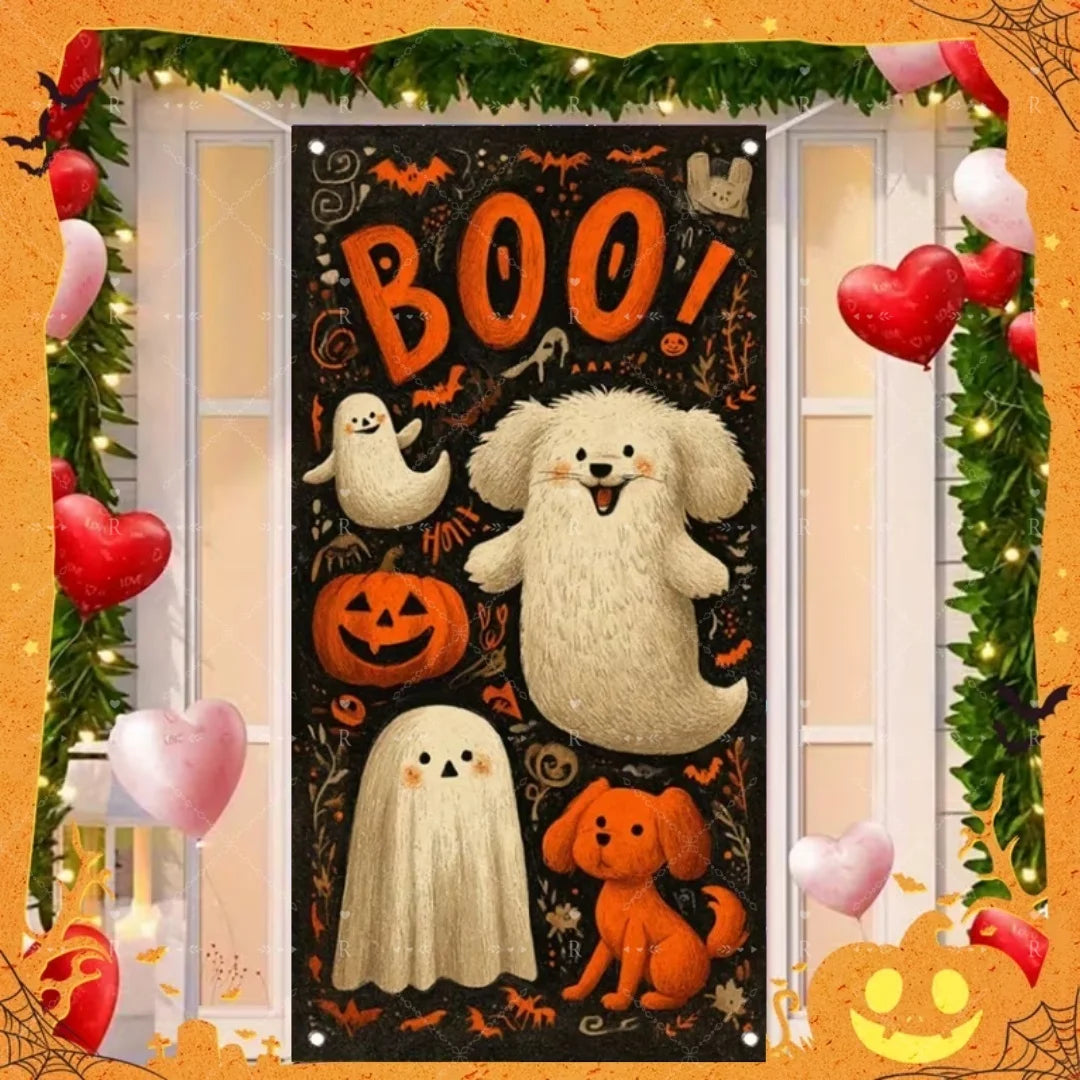 Happy Halloween Decor Door Cover Banner Horror Night Castle Bat Ghost Pumpkin - product image 27