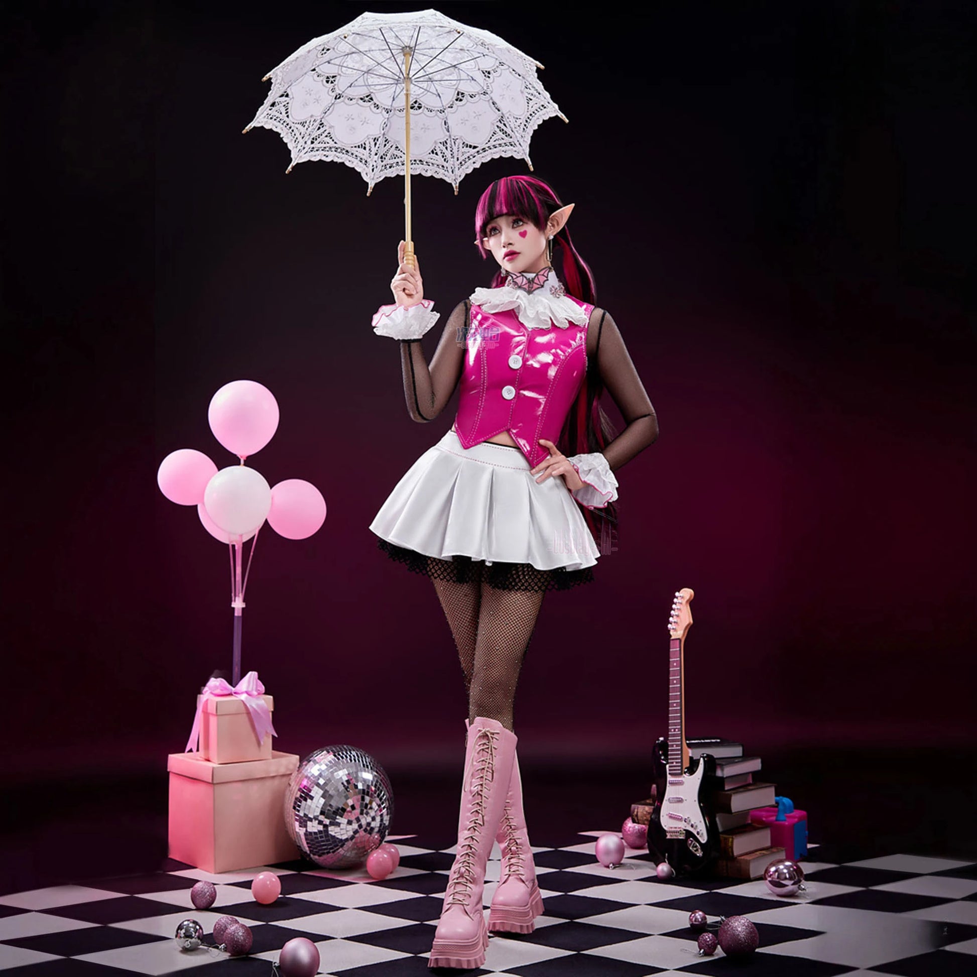 Monster Cos High Costume Draculaura Costume Anime School Uniform PU Leather Hallowen Play - View 7