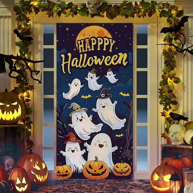 Halloween Decoration Door Curtain Cartoon Ghost Pumpkin Reindeer Home Horry - product image 7