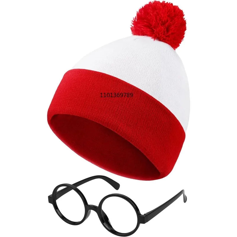 Adult Anime Winter Autumn Red White Knit Beanie Hat Costume