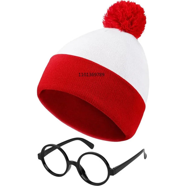 Adult Anime Winter Autumn Red White Knit Beanie Hat Costume