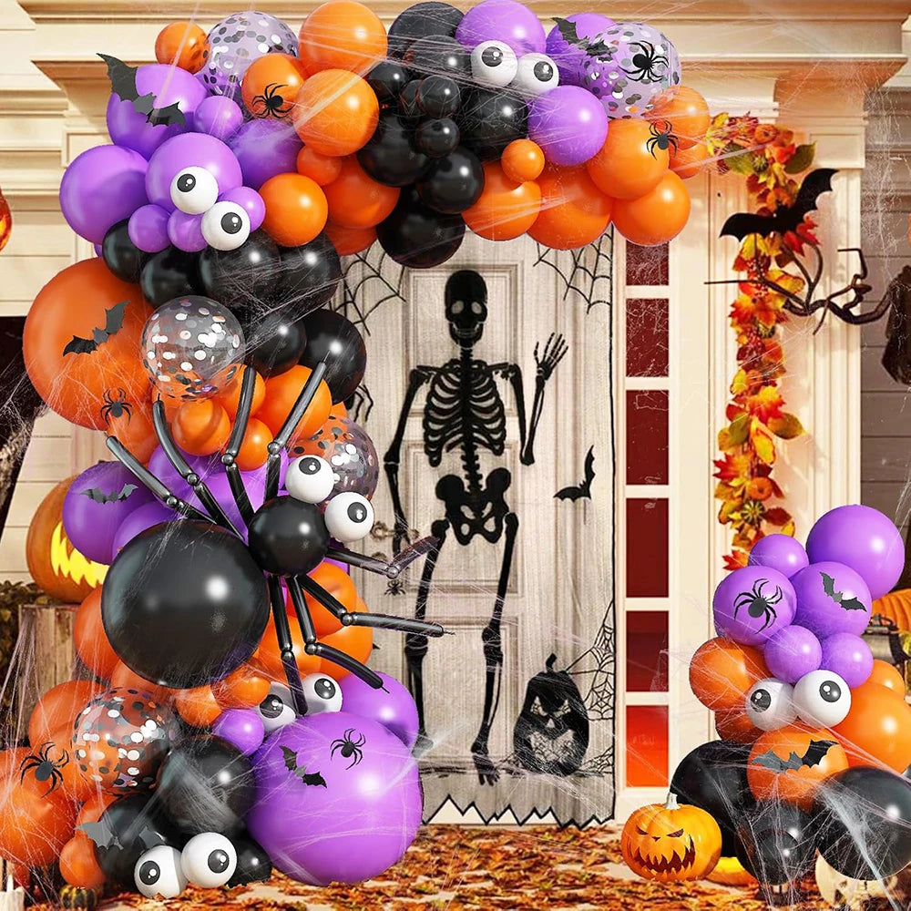 Orange Halloween Balloons Garland Black Eyeball Purple Balloon Arch Kit Long - product image 2