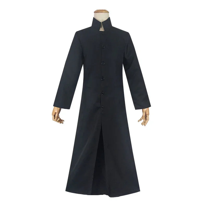Matrix cosplay custom black cosplay costume neo trench coat HalloweenParty
