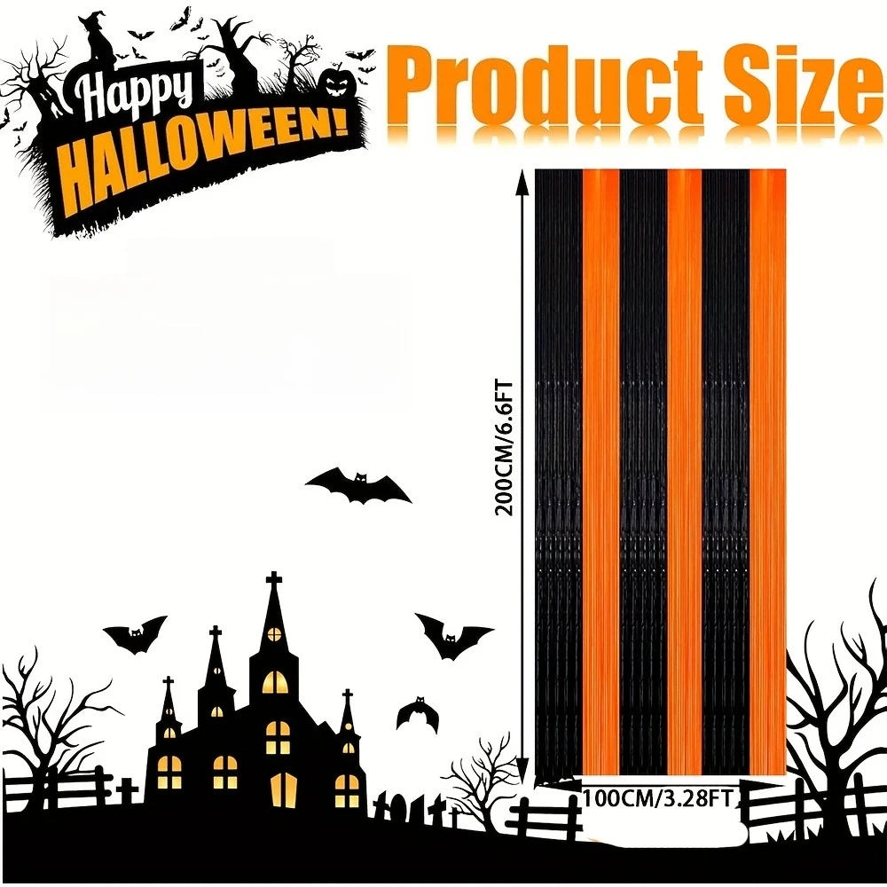 Black Orange Halloween Decoration, Tinsel Foil Fringe Backdrop for Photo - product image 6
