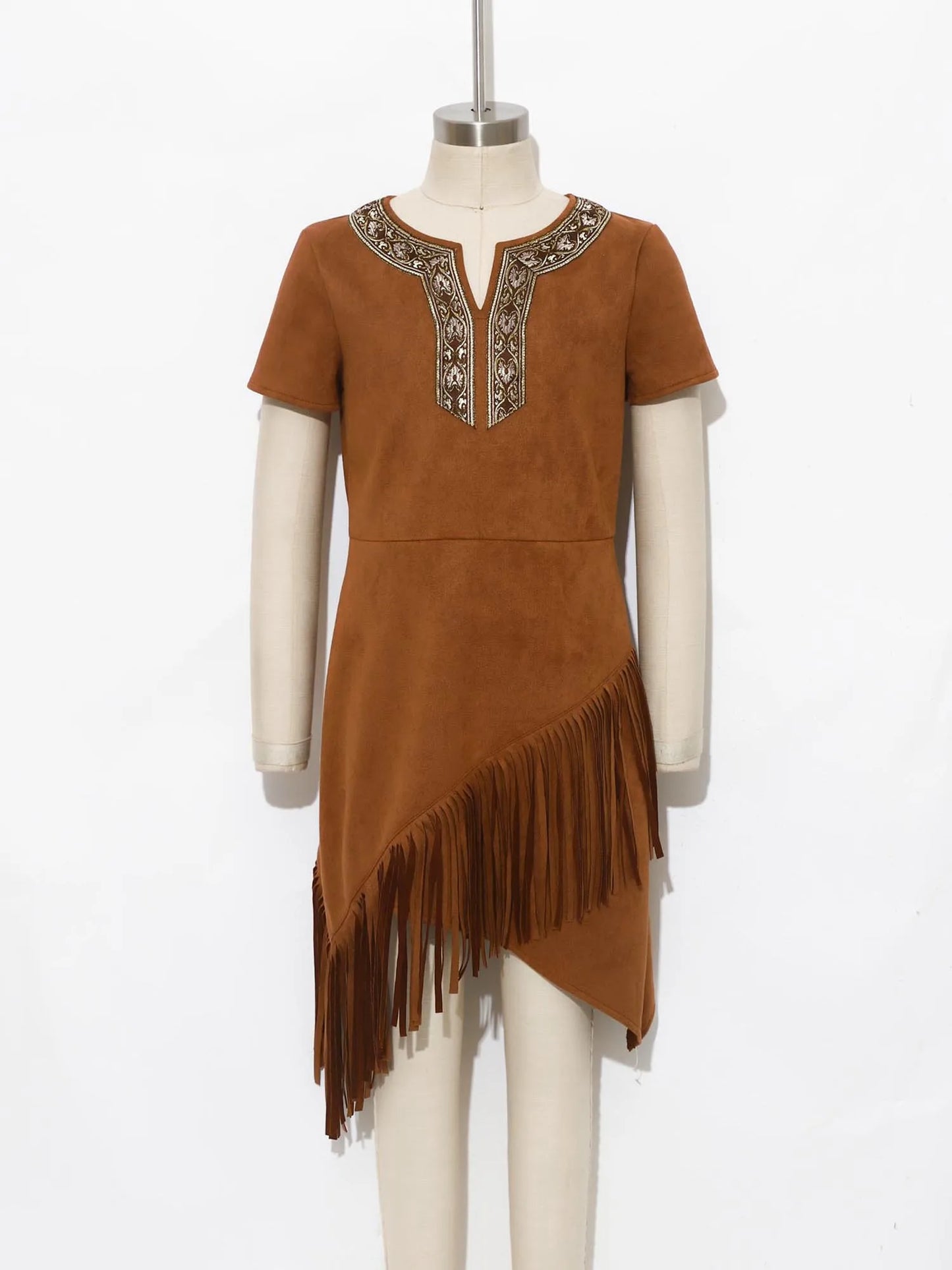 Halloween Indian Princess Costumes Big Girls Pocahontas Huntress Costume Purim Mardi Gras - Brown / 16