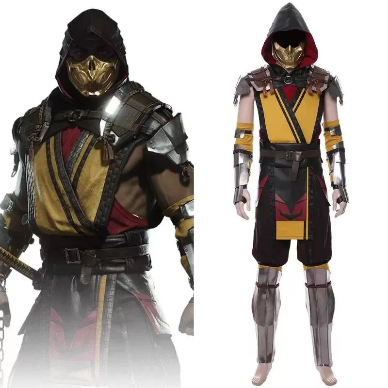 Men's Scorpion Game Mortal Kombat 11 Men Fancy Battle Uniform Suit Warrior Costume