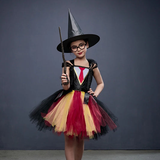 Magic Hermoine Girl Tutu Dress for Halloween Cosplay Costume Potter Witch Cosplay Clothes Kids Birthday Party - product image 1