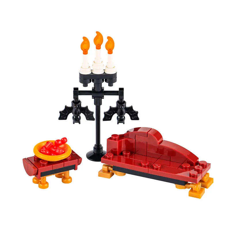 MOC Halloween Skeleton Horde Building Blocks Dark Castle with Vampire Throne DIY Medieval - B32-50