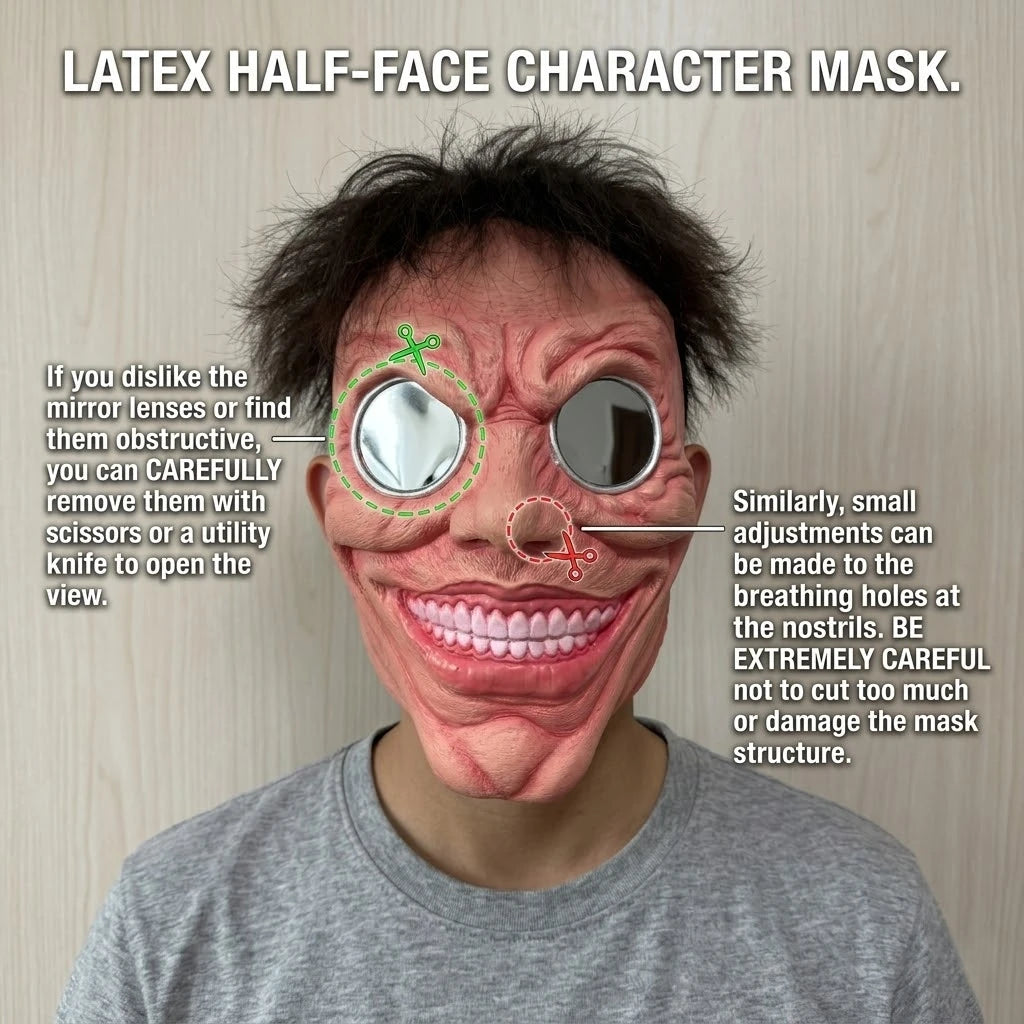 Scary Smile Black Hole Half Face Mask Horror Halloween Costume Mask Creepy Costume Props - View 5