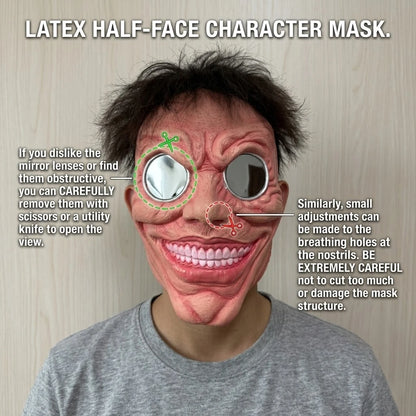 Scary Smile Black Hole Half Face Mask Horror Halloween Costume Mask Creepy Costume Props - View 5