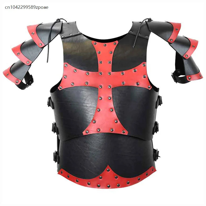 Medieval Crusader Knights Templar Costume Body Chest Armor Steampunk Dark Cross Leather - View 3