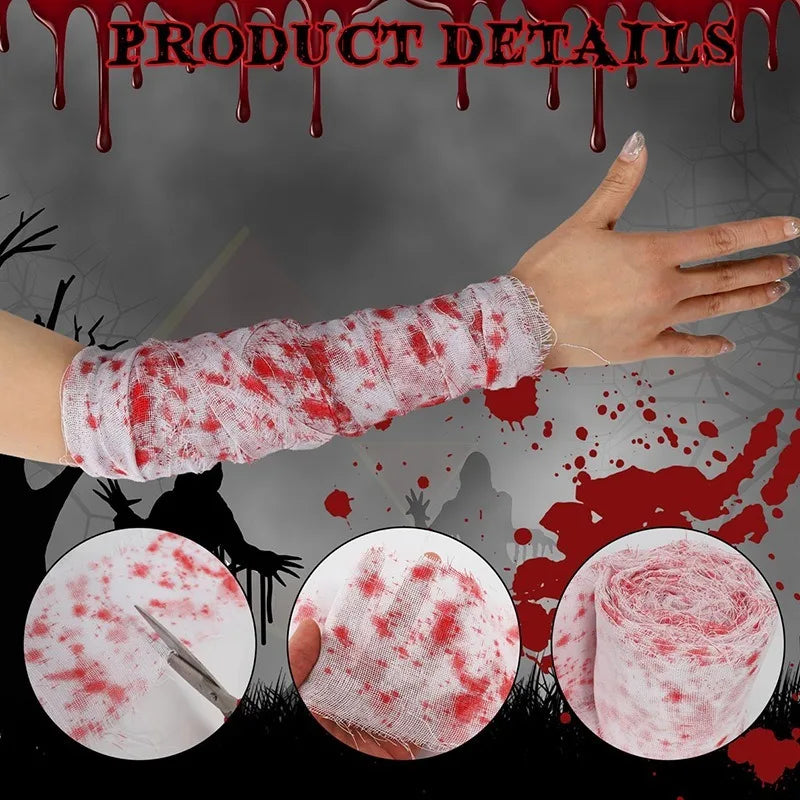 10/15M Halloween Bloody Cloth Strips Blood Gauze Bandage Haunted House Secret - product image 4