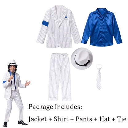 Child Michael Military Jacket Halloween Dress Up Smooth Criminal Cosplay Boy Michael Jackson Beat It Billie Jean Costume