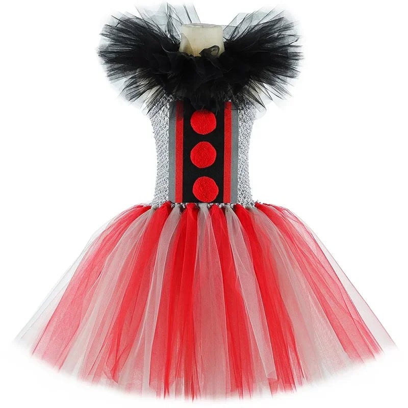 Scary Killer Clown Costume for Girls Halloween Tutu Dress Outfit Creepy Joker Costumes - Only 1pcs Dress / 4T