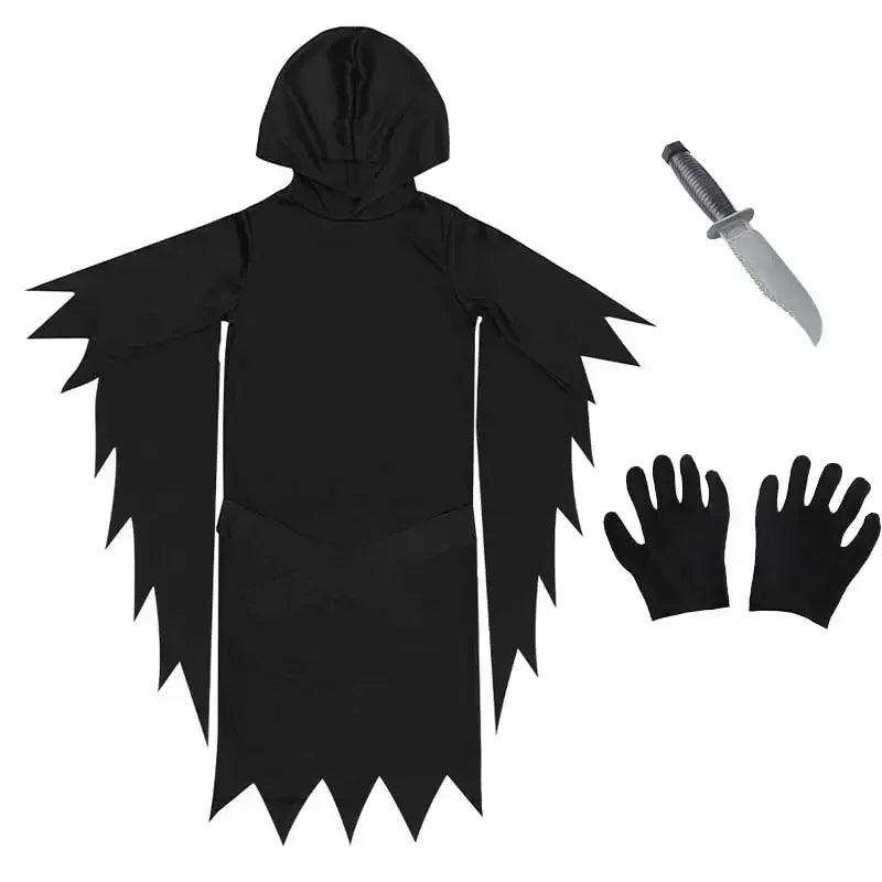 Kids Scream Costume Children Fancy Dress Halloween Party Horror Death Ghostface Costume Boys Teens