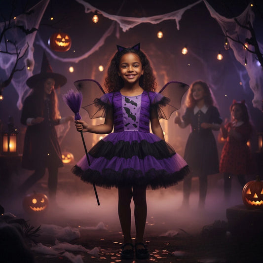 Kids' Witch 2-12T Purple Bat Vampire Costume