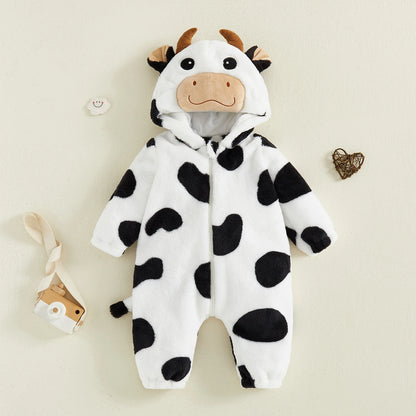 Halloween Costumes Baby Romper Sleeve Hooded Fall Bodysuit Cow Costume Halloween for - View 6