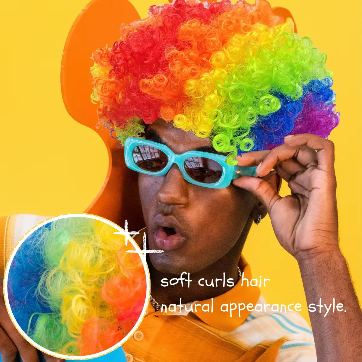 80s Clown Wig Afro Puff Synthetic Halloween Costume Anime Fancy Costume Accessory - Dark green