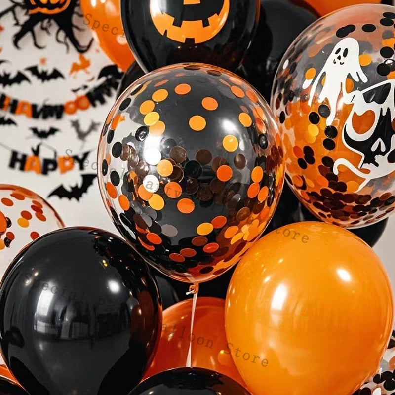 Halloween Balloon Set 150 Pack Black Orange Confetti Filled Latex Balloons - product image 3