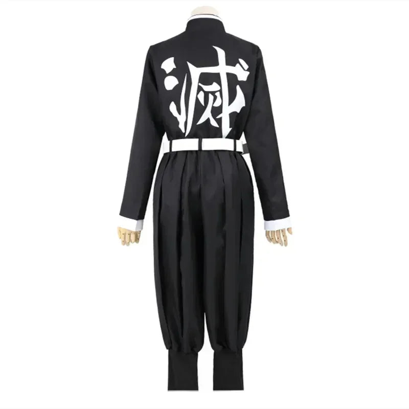 Kids Demon-Hunting Anime Costume Pink-Kimono Demon Girl Agatsuma Zenitsu Kochou Shinobu Costume Kimono Suit - black / M
