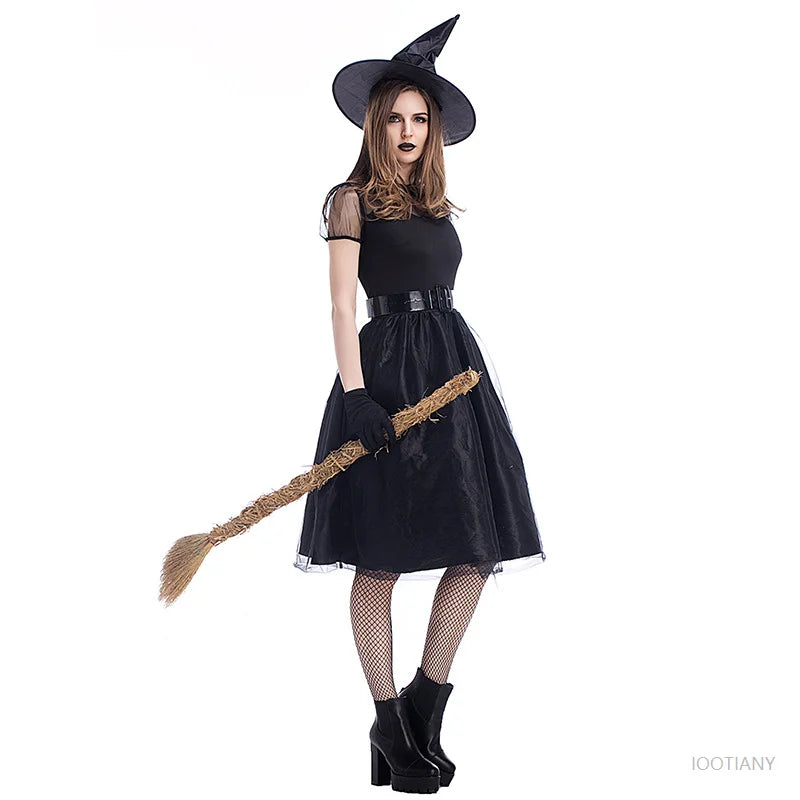 Halloween Witch Costume Women's Adult Cosplay Fantasy Black Witch Dress Up Party Gown Carnival Ghost Game - product image 3