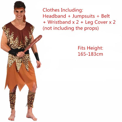 Men Women African Original Savage Costume Adults Wildman Costume Dress - 25 / One Size