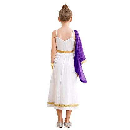 Kids Girls Ancient Greek Princess Costume Cosplay Party Dress High Waist Cami Dress Halloween Carnival Dress - product image 3