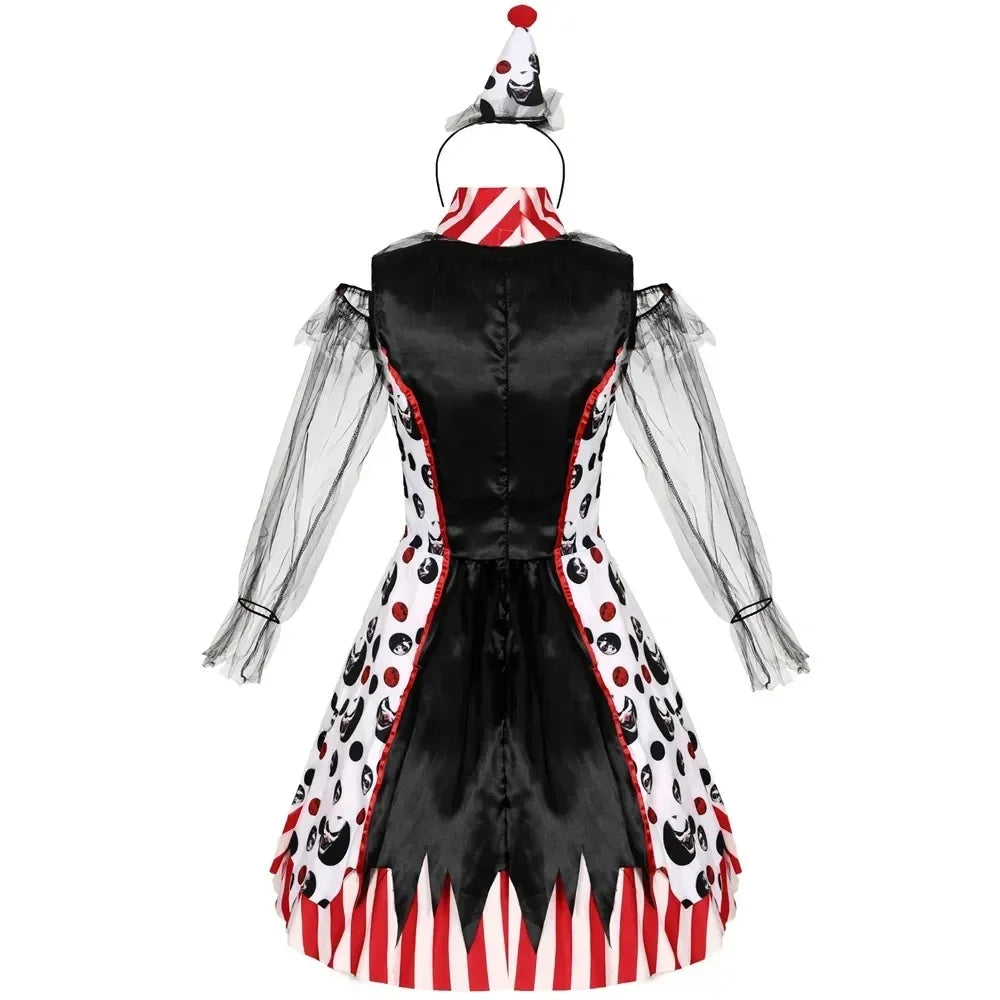 Halloween Women Terrible Evil Circus Clown Costume Broken Doll Dress - product image 4
