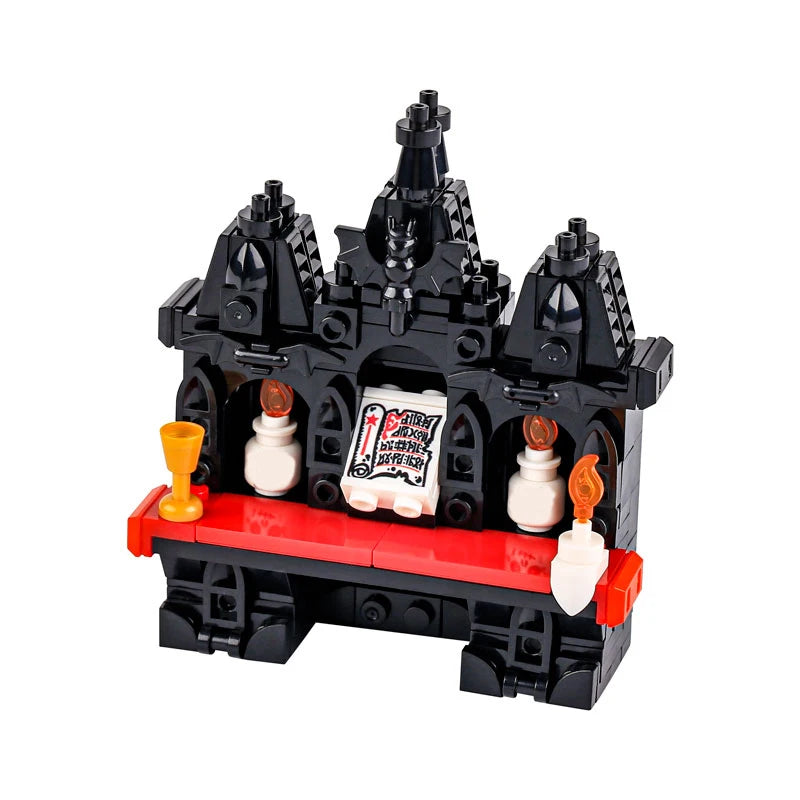 MOC Halloween Skeleton Horde Building Blocks Dark Castle with Vampire Throne DIY Medieval - B32-41