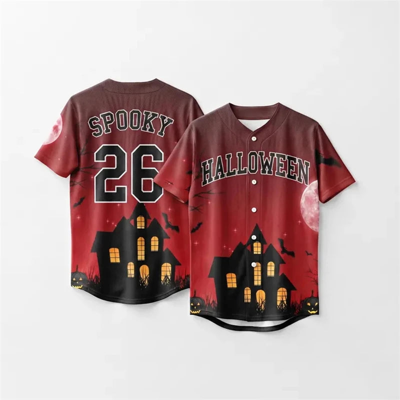 Personalized Name 3D Printed Baseball Jersey Bat Spider Web Print Shirt Men Women