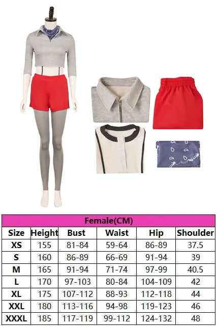Retro Psychic Girl Cosplay Costume Season 5 Retro Psychic Girl Disguise Clothes Top Coat Shorts Scarf for