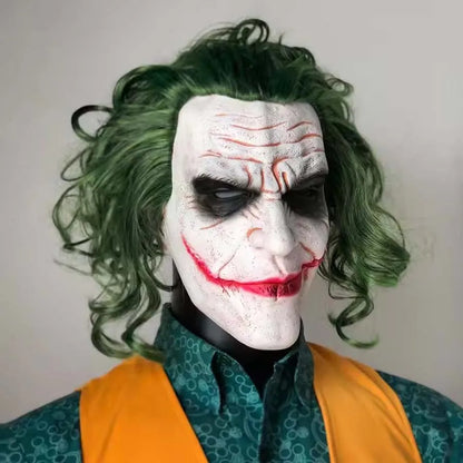 Halloween Latex Clown Mask Bat Knight Costume Horror Scary Joker Masks with Green Hair Wig - View 6