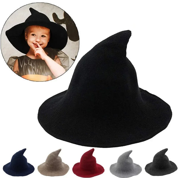 Vintage Halloween Woman Witch Hat Costume Wool Knit Hat for Party Coseplay Masquerade Hat Festival Decoration - product image 1